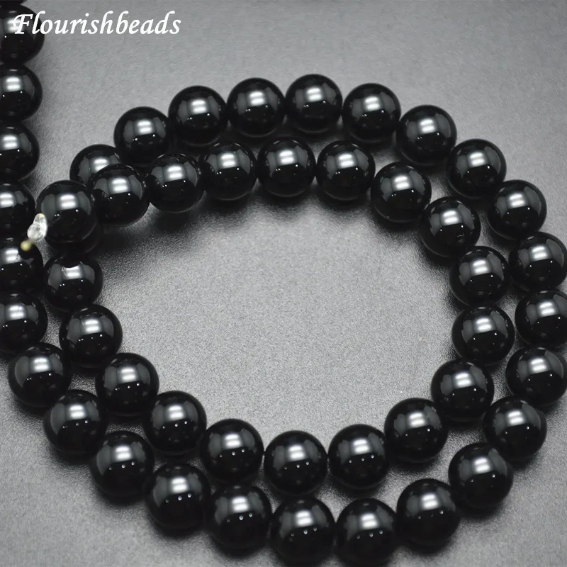 Natural Pure Black Onyx Agate Smooth Stone Round Loose Beads 2mm 4mm 6mm 8mm 10mm 12mm 14mm 16mm 18mm 20mm