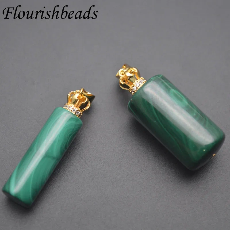 Natural Malachite Cylinder Pendant DIY Fashion Necklace Jewelry Accessories Men Women Luck Gifts