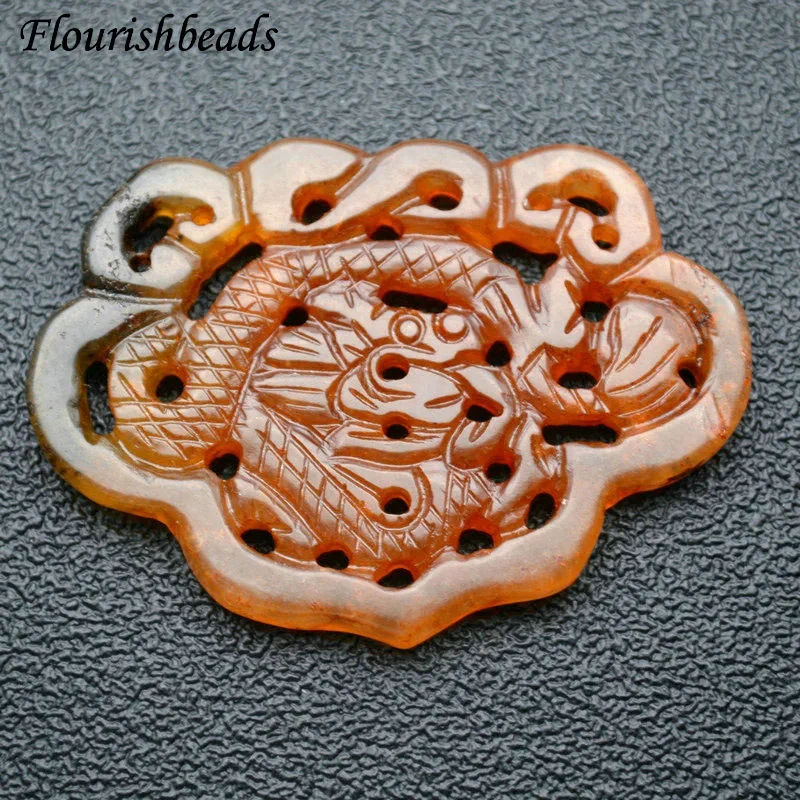 Natural Antique Hsiuyen Xiu Jade Carved Chinese Dragon Gemstone Pendant for Jewelry Gift 5pc Per Lot