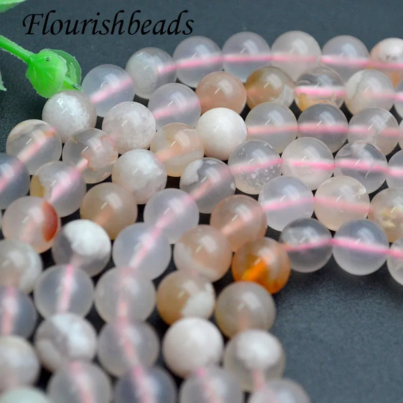 Wholesale 6mm 8mm High Quality Cherry Blossom Agate Round Loose Beads  for DIY Bracelet Jewelry Making 2 Strands/lot