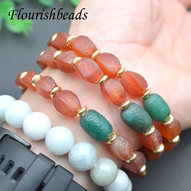 Natural Red Venis Agate DZI Oval Shape Beads Bracelet Energy Jewelry for Women Men