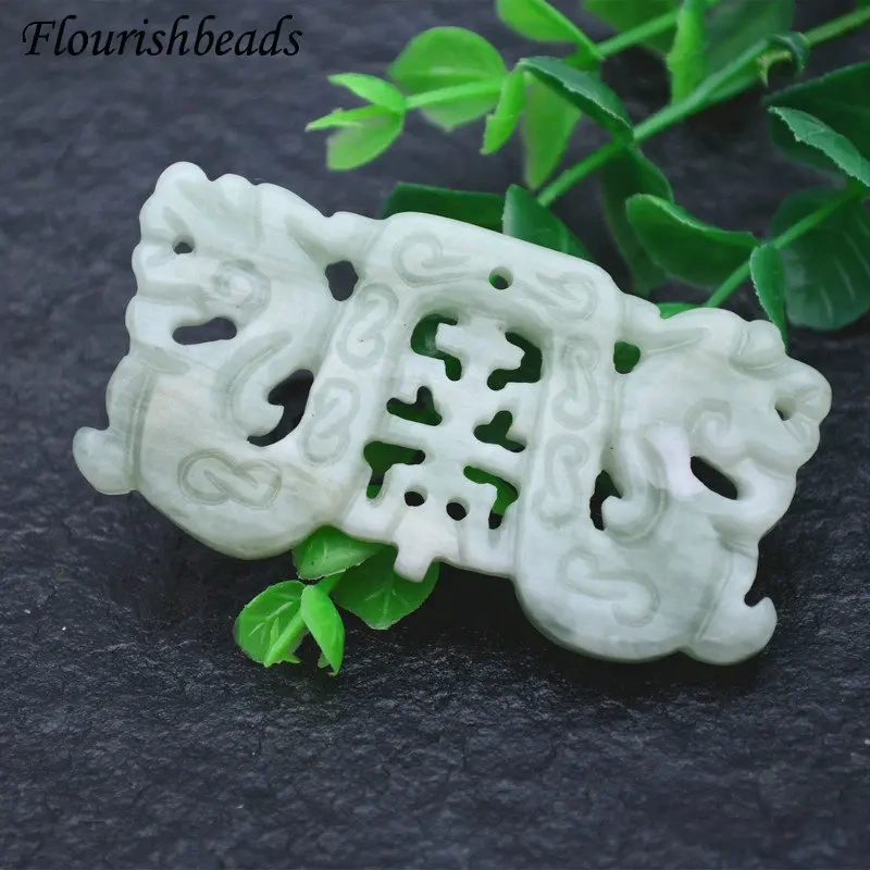 Various Shape Natural Antique Hsiuyen Jade Carved Antique Chinese Dragon Double Fish Chinese Knot  Lucky Wealth Pendant