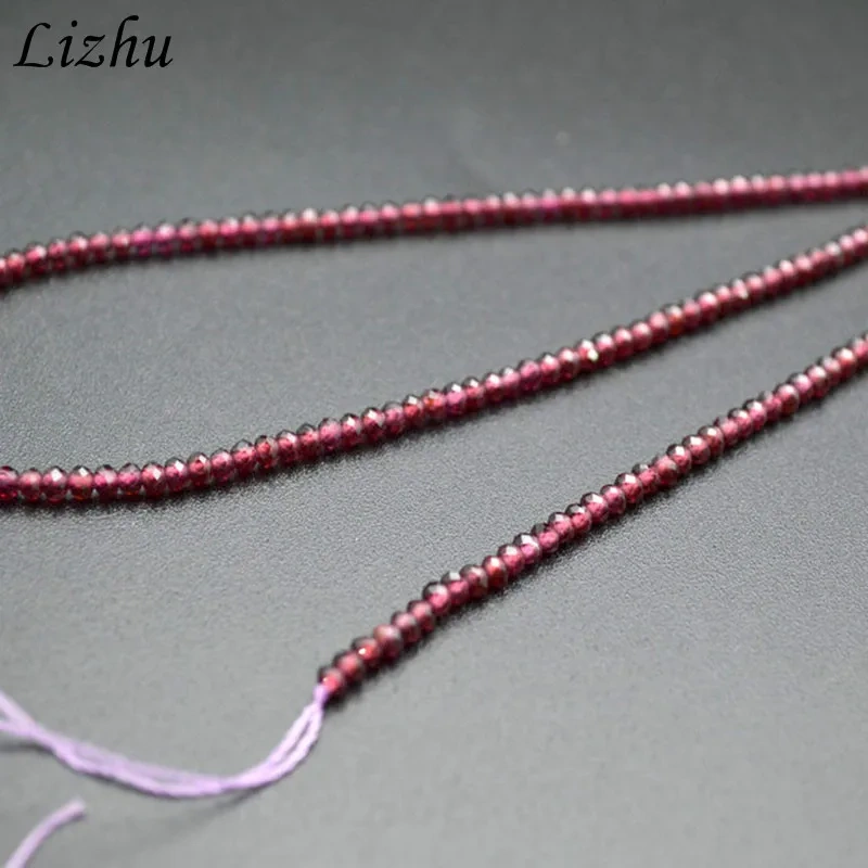 3mm Diamond Cutting Natural Garnet Faceted Stone Round Loose Beads for DIY Jewelry Necklace