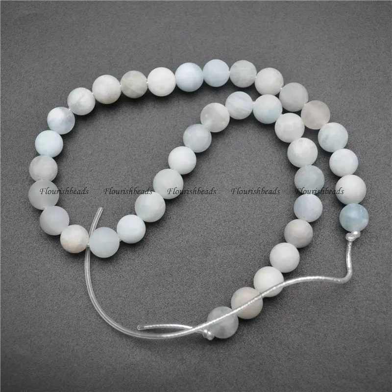 6mm 8mm 10mm 12mm Natuarl Aquamarine Stone Matte Round Beads Fine Jewelry Making Smooth Loose Beads 5 Strands