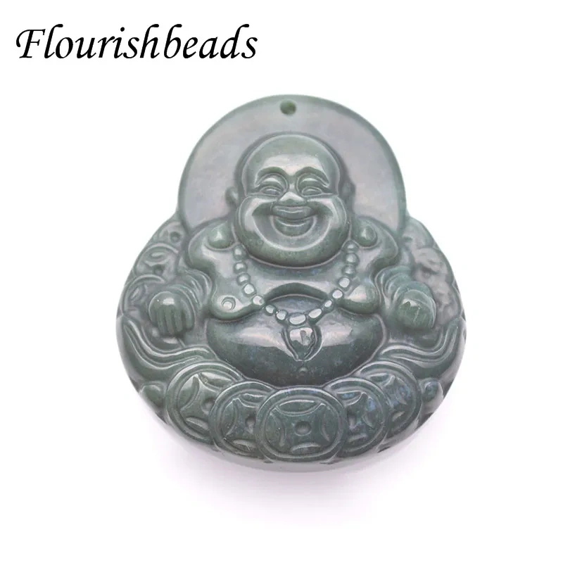 40x45mm Luxury Maitreya Buddha Natural India Agate Pendant Chinese Hand-carved Charm for Necklace Jewelry Making