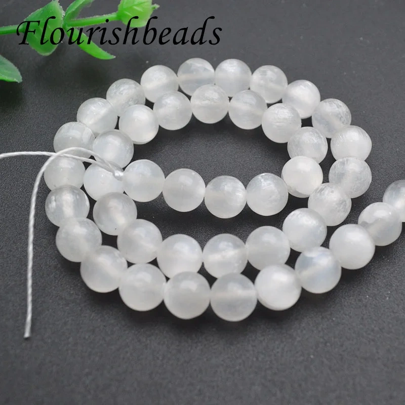 Natural Stone Beads White Selenite Stone  Loose Spacer Beads 8mm 10mm for Jewelry Making DIY Bracelet Necklace Supply