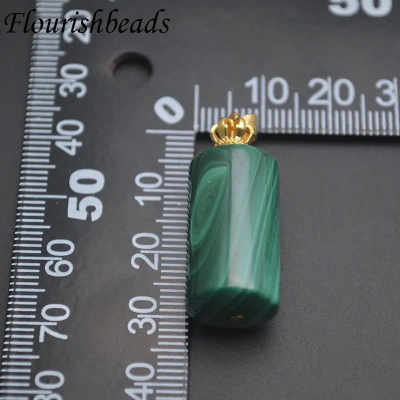 Natural Malachite Cylinder Pendant DIY Fashion Necklace Jewelry Accessories Men Women Luck Gifts