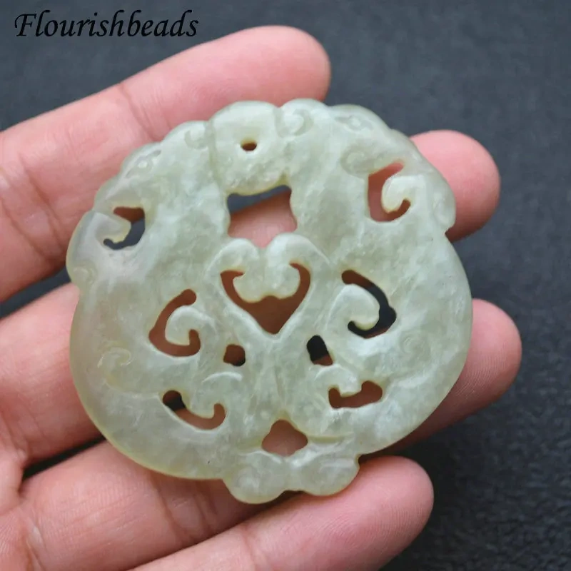 Various Shape Natural Antique Hsiuyen Jade Carved Antique Chinese Dragon Double Fish Chinese Knot  Lucky Wealth Pendant