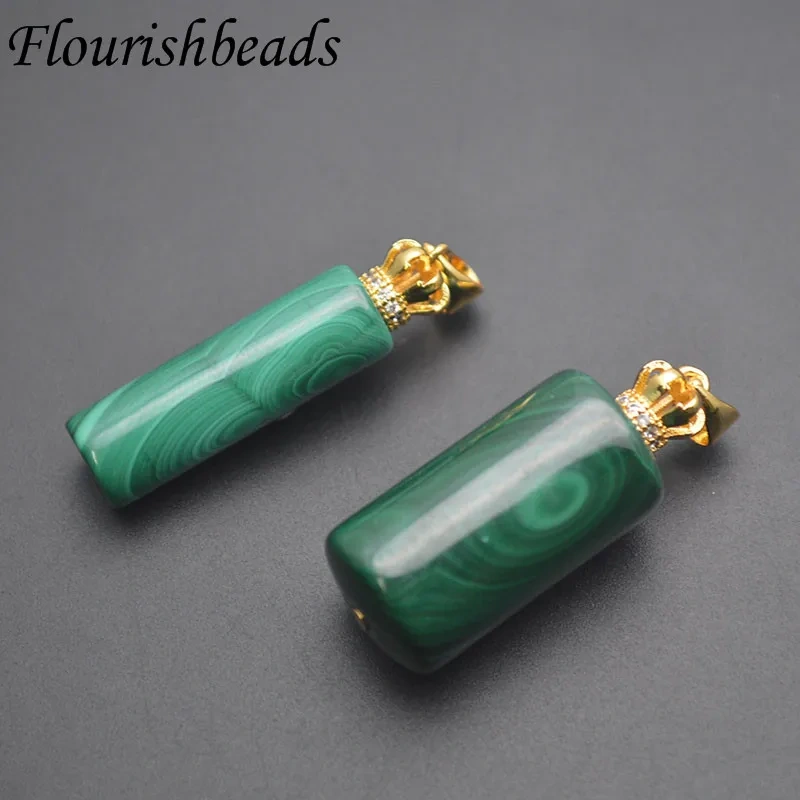 Natural Malachite Cylinder Pendant DIY Fashion Necklace Jewelry Accessories Men Women Luck Gifts