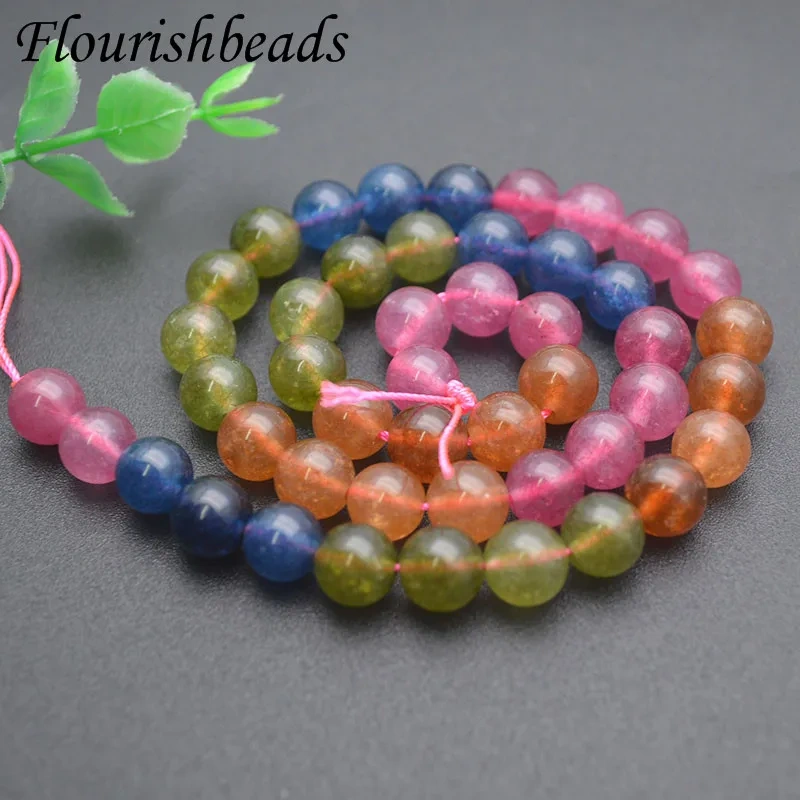 6/8/10/12mm Dyed Tourmaline Color Jade Beads Round Loose Beads for DIY Necklace Bracelet Accessories 5 Strands/Lot