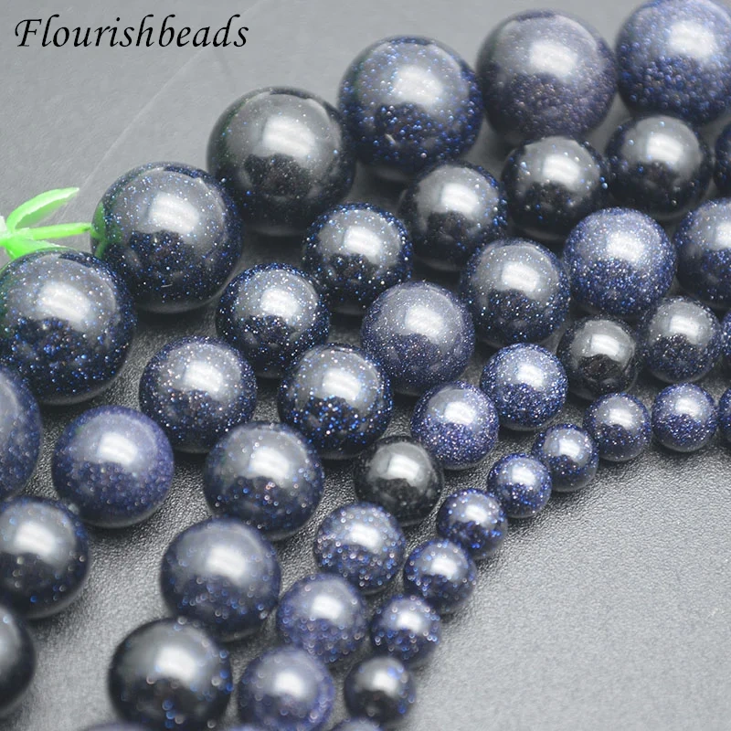 Wholesale Price High Quality Natural Blue Sandstone Round Loose Beads 4-14mm Pick Size for DIY Jewelry Making