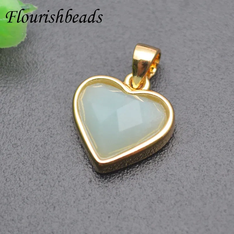 5pcs  Natural Stone Pendant Apatite Amethyst Sun Stone Heart Shape Charms DIY Earrings Necklace Accessories for Fine Jewelry