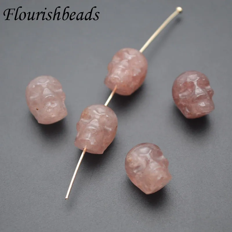 11x15mm Natural Crystal Gemstone Skull Head Stone Loose Beads Halloween Crafts DIY Pendant Necklace Jewelry Making