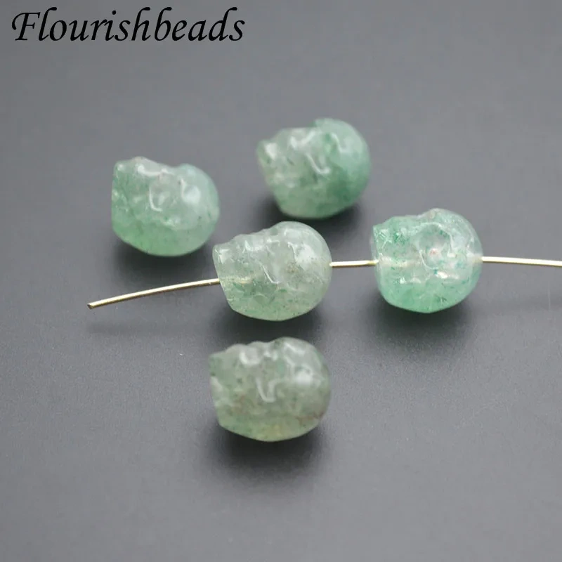 11x15mm Natural Crystal Gemstone Skull Head Stone Loose Beads Halloween Crafts DIY Pendant Necklace Jewelry Making