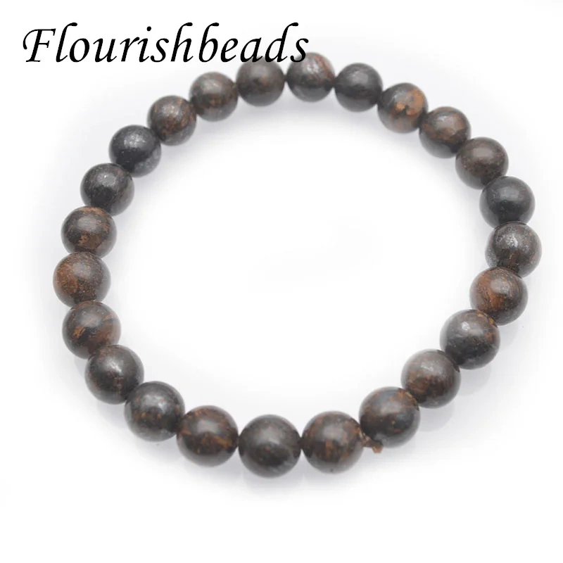 Natural Stone Bronzite Stone 8mm Round Beads Flexible Bracelet Brown Color Fine Jewelry for Men Women 5pcs/lot
