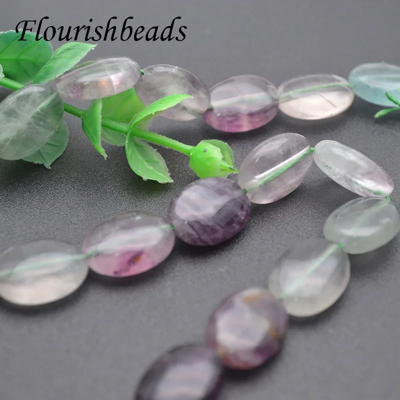 12x16mm Natural Fluorite Flat Oval Shape Loose Space Beads for Jewelry Making DIY Charm Bracelets Necklace 5 Strands/lot