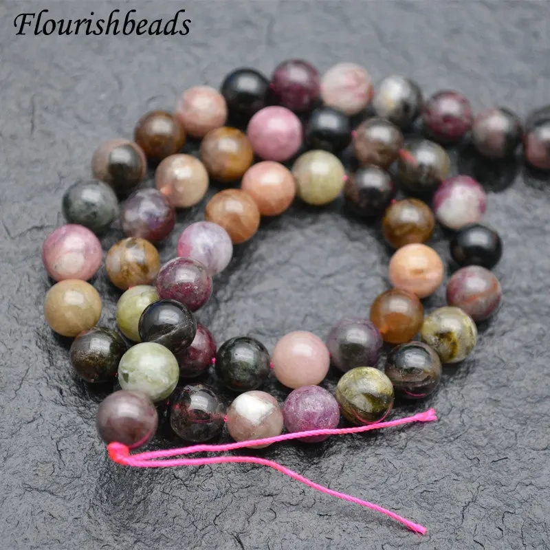 6mm 8mm 10mm Natural Tourmaline Stone Round Beads Fine Jewelry Making Earrings Necklace Stone Loose Beads 5Strands