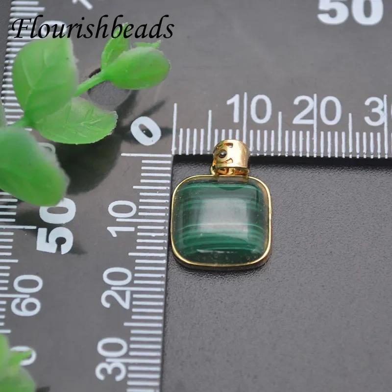 1pc Natura Green Malachite Square Pendant for Women Man DIY Reiki Fine Jewelry Necklace'