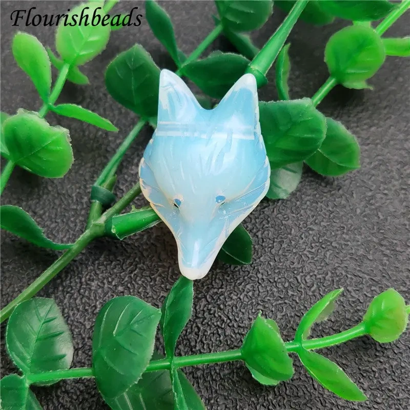 Natural Opal Stone Carved Fox Pendant Fit Necklace Making Increase Luck with The Opposite Sex Jewelry