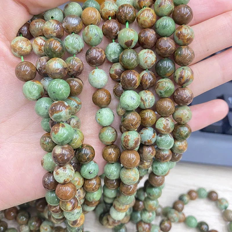 High Quality 8mm 12mm Natural  Green African Opal Round Loose Beads for Jewerly Making 5 Strand Per Lot