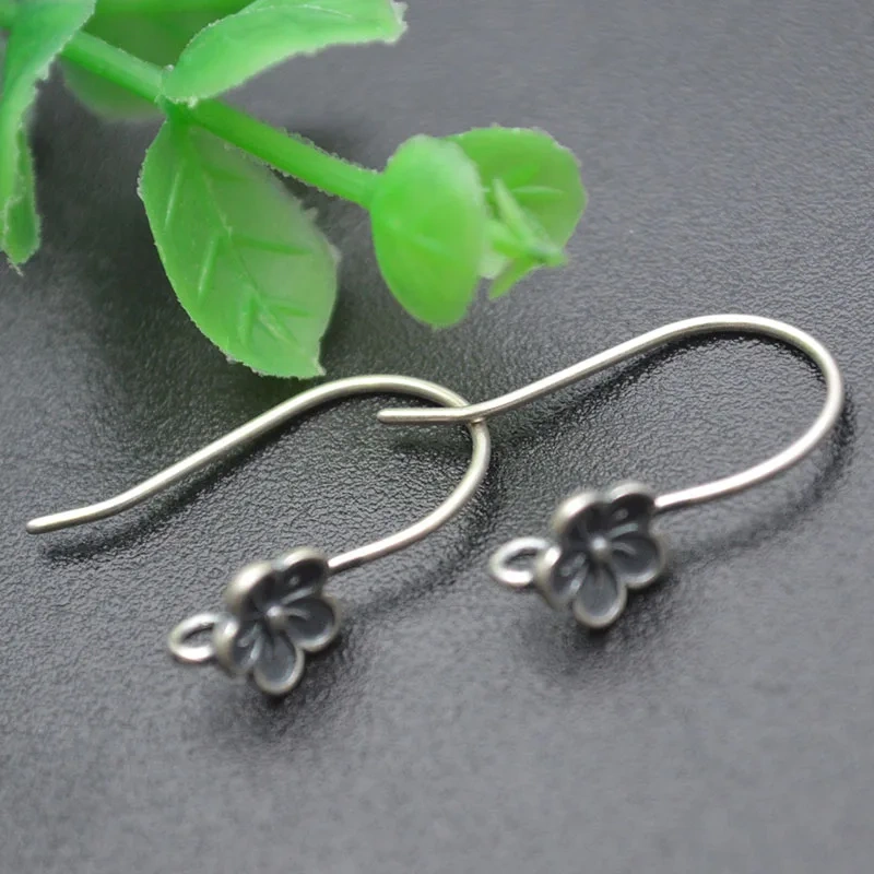 10pc S925 Silver Gold Gold Antique Silver Flower Earring Hooks Clasps Findings Earring Wires For Jewelry Making Supplies DIY