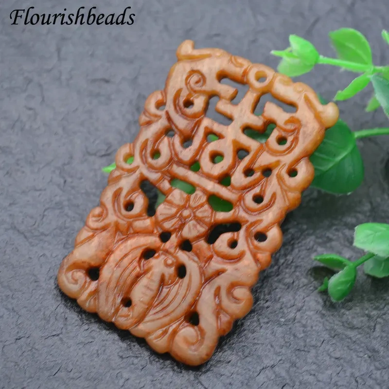 Various Shape Natural Antique Hsiuyen Jade Carved Antique Chinese Dragon Double Fish Chinese Knot  Lucky Wealth Pendant