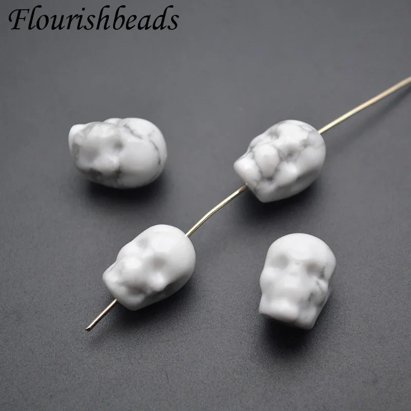 11x15mm Natural Crystal Gemstone Skull Head Stone Loose Beads Halloween Crafts DIY Pendant Necklace Jewelry Making