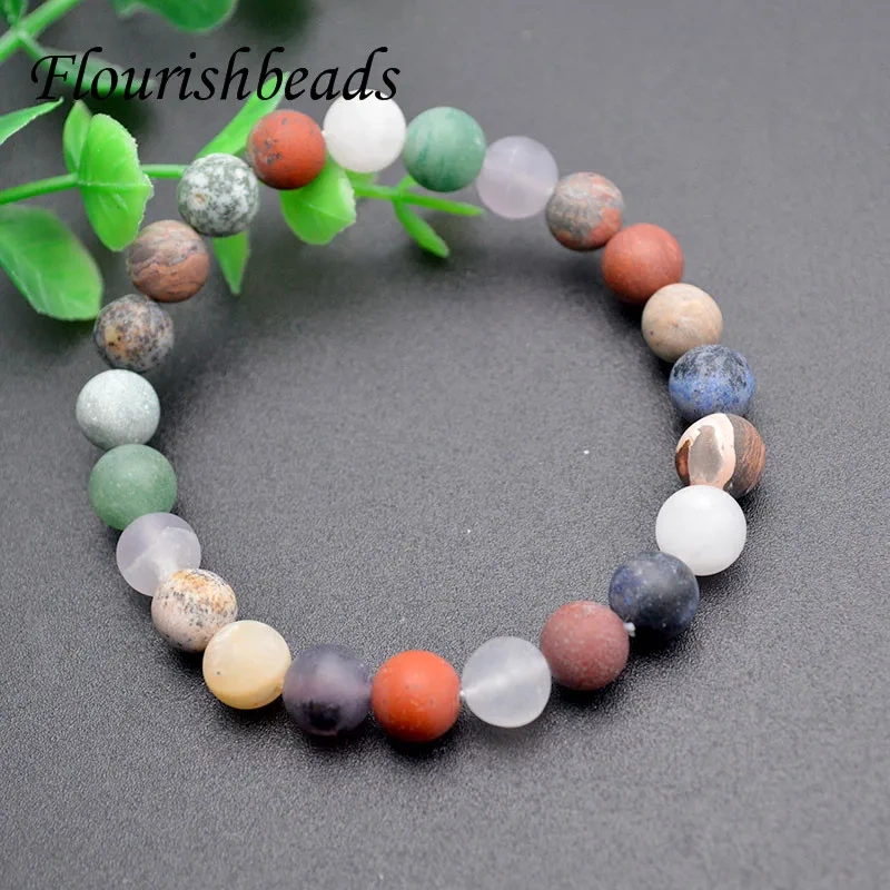 8mm Natural Matte Mix Stone Beads Round Loose Spacer Beads for Jewelry Making Necklace Bracelets