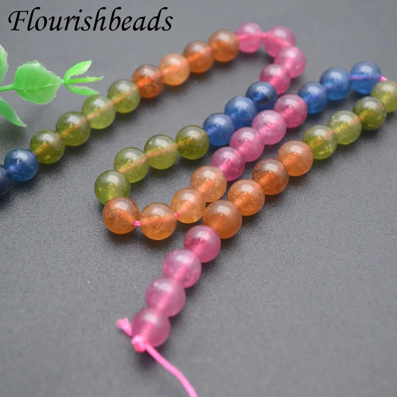 6/8/10/12mm Dyed Tourmaline Color Jade Beads Round Loose Beads for DIY Necklace Bracelet Accessories 5 Strands/Lot