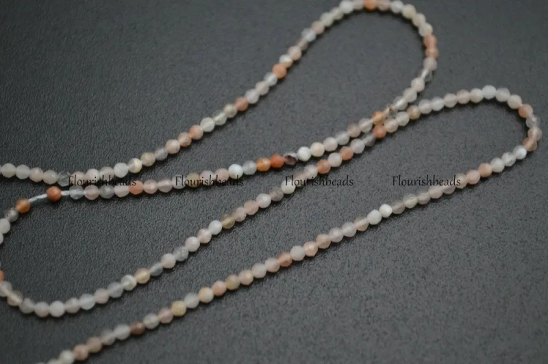 2mm Faceted Diamond Cutting Mix color Natural Sunstone Round Loose Beads