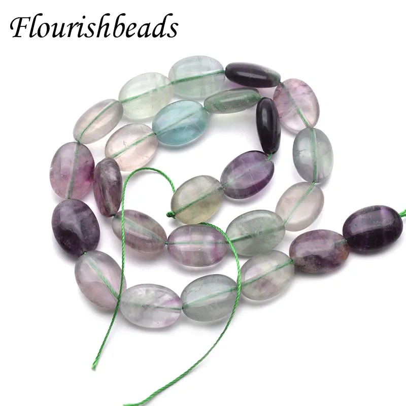 12x16mm Natural Fluorite Flat Oval Shape Loose Space Beads for Jewelry Making DIY Charm Bracelets Necklace 5 Strands/lot