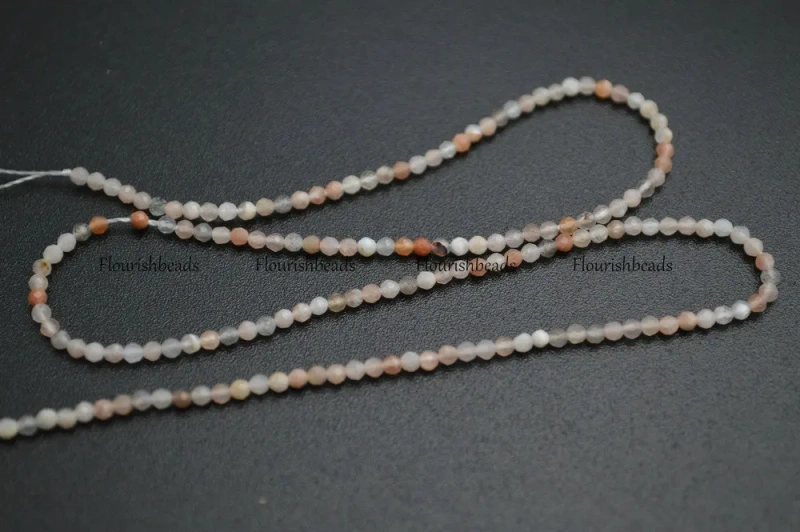 2mm Faceted Diamond Cutting Mix color Natural Sunstone Round Loose Beads