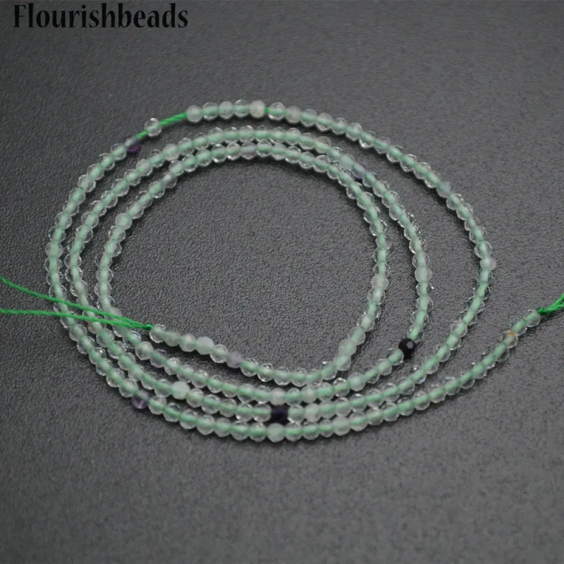 Wholesale 2mm Faceted Diamond Cutting Natural Fluorite Stone Round Loose Beads