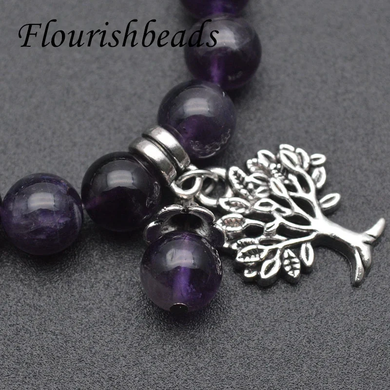 100% Natural Stone Amethyst Rose Quartz Handmade Life Tree Chain Bracelet  for Women Men Jewelry Gifts 5pcs/lot