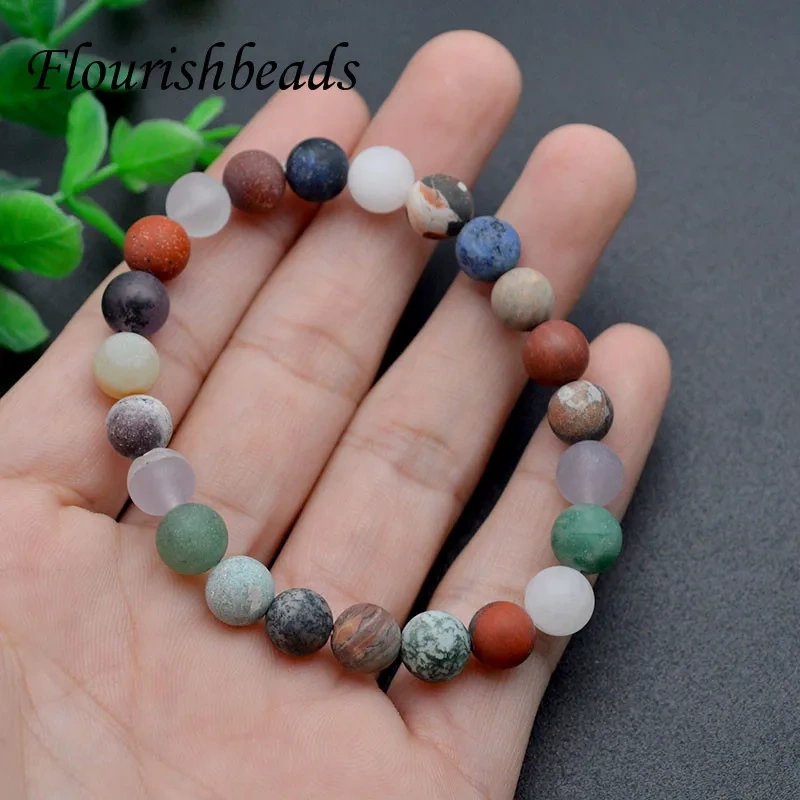 8mm Natural Matte Mix Stone Beads Round Loose Spacer Beads for Jewelry Making Necklace Bracelets