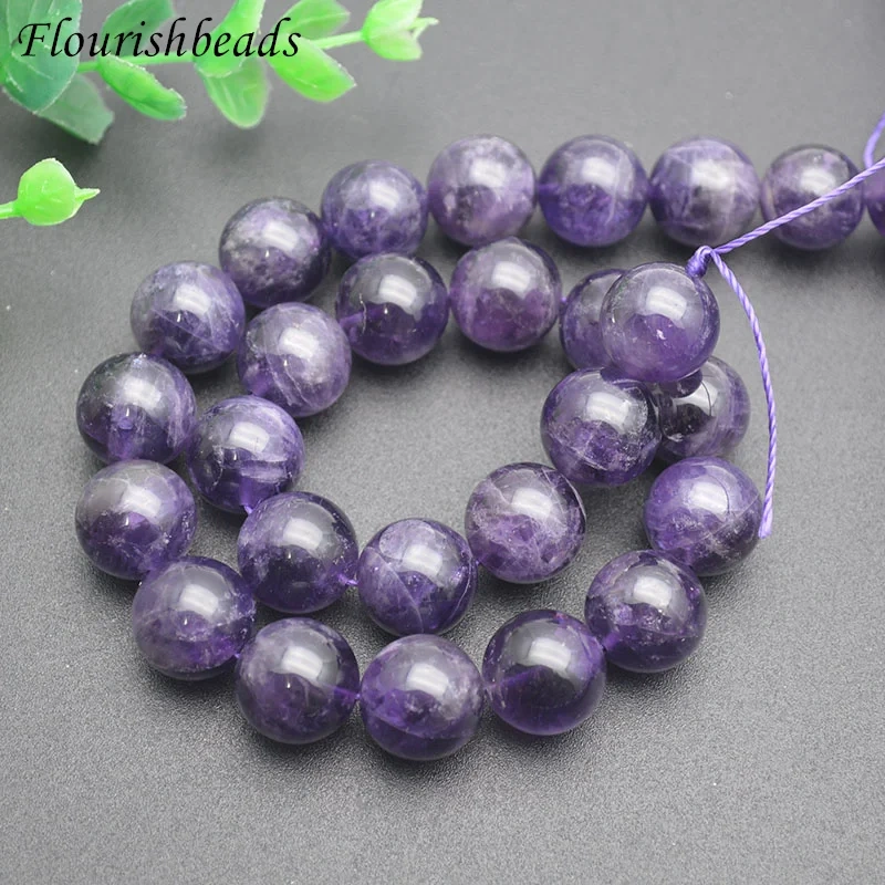 14mm Natural Amethyst Stone Round Loose Beads  Crystal Bead for DIY Jewelry Making Necklace Bracelet