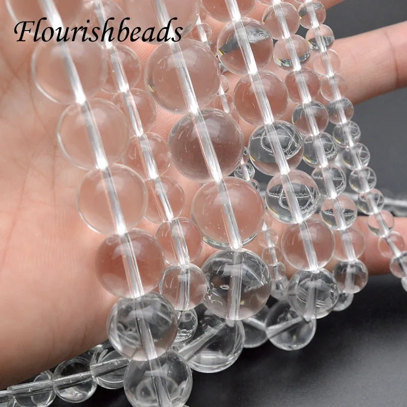 Natural White Clear Crystal Quartz Smooth Round Beads 4/6/8/10/12mm Size for DIY Fine Jewelry Necklace Bracelet 5 Strands/lot