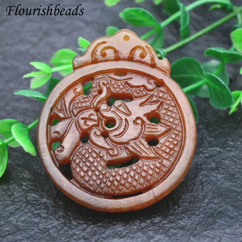 Various Shape Natural Antique Hsiuyen Jade Carved Antique Chinese Dragon Double Fish Chinese Knot  Lucky Wealth Pendant