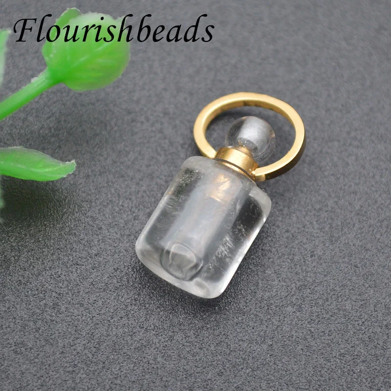 Natural Stone Perfume Bottle Pendant Small Size Crystal Amethysts  for DIY Necklace Pendant Earring  Jewelry Making 5pcs/lot