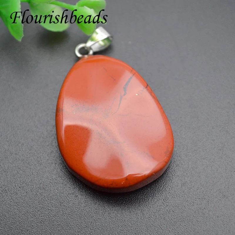 1pcs Natural Stone Red Jesper White Crystal Irregular Shape Pendant for DIY Jewelry Making Necklace