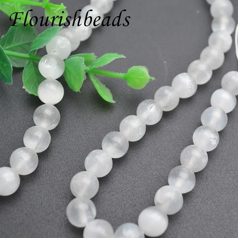 Natural Stone Beads White Selenite Stone  Loose Spacer Beads 8mm 10mm for Jewelry Making DIY Bracelet Necklace Supply