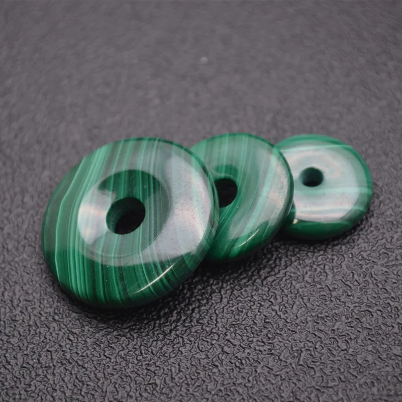 Popular Natural Malachite Gemstone Round Donut Shape Pendants Necklace Materials Classic Jewelry Party Gift DIY Stuff 20~35mm