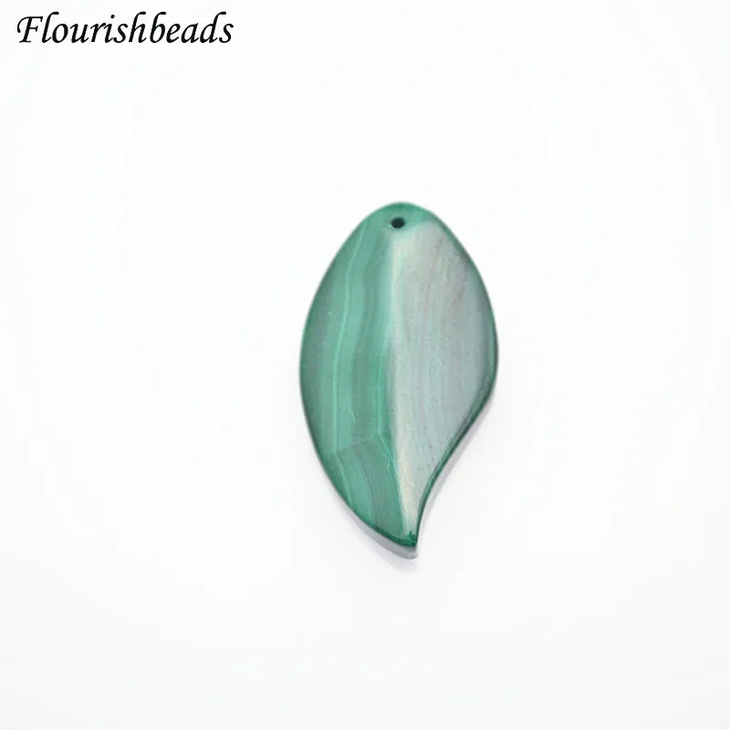 New Arrival Leaf Shape Natural Malachite Pendant Gemstone Materials Fine Jewelry Necklace Earrings Makings DIY Supplies