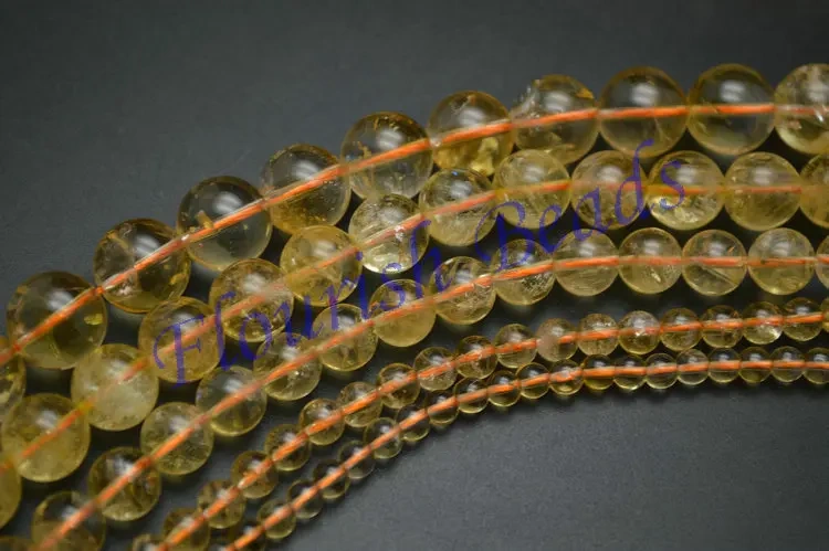 4mm~14mm High Quality Natural Citrine Yellow Quartz Stone Round Loose Beads DIY Jewelry Necklace Making Materials