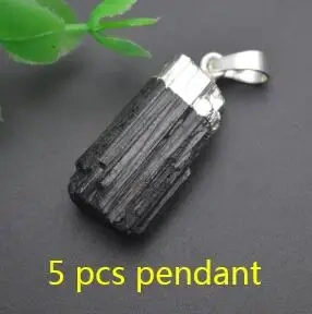 Wholesale 5pcs/lot  Irregular Raw Black Tourmaline Rough Pendant Necklace for Woman and Man Gift Fashion Jewelry