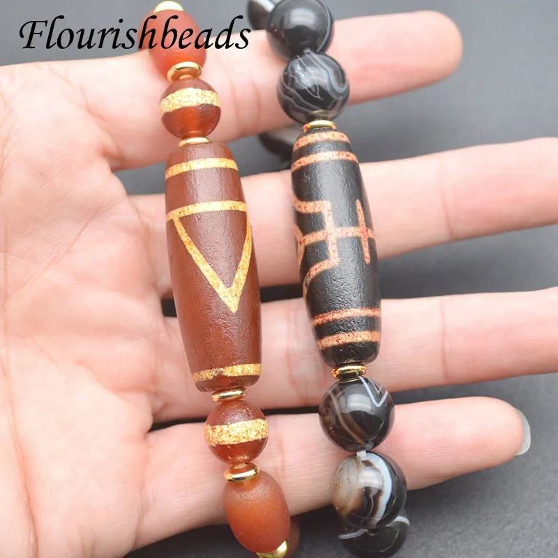 1pcs High Quality Natural Onyx Agate Bracelet One Eye Dzi Bracelet Stretch Bracelets Healing Prayer Jewelry Gift