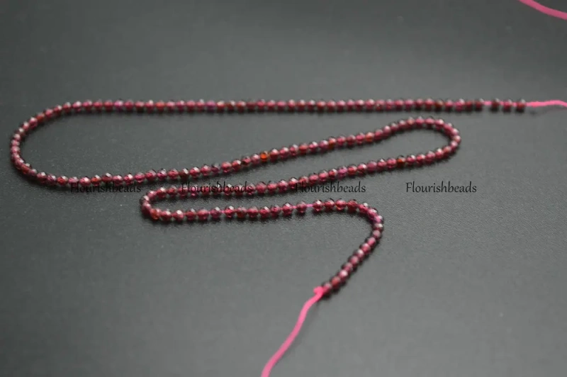 2mm Diamond Cutting Faceted Natural Garnet Stone Round Loose Beads