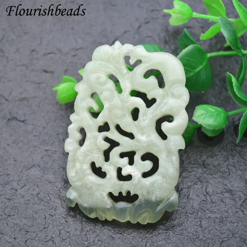 Various Shape Natural Antique Hsiuyen Jade Carved Antique Chinese Dragon Double Fish Chinese Knot  Lucky Wealth Pendant