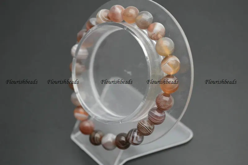 8mm Natural Gray Persian Botswana Agate Stone Round Beads Elastic Line Beaded Bracelets Woman Jewelry