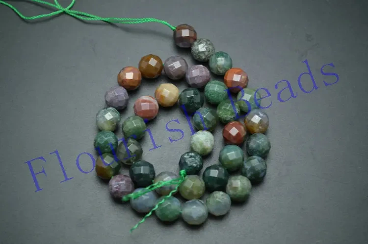 6mm~12mm Faceted Natural India Agate Stone Round Loose Beads